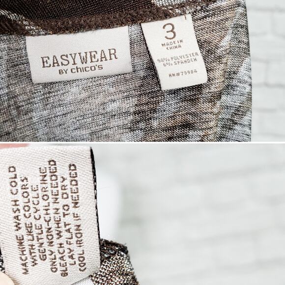 Chico's Easywear Sz 3 Brown Gray Shimmery Animal Print Jacket Chicos XL 16 - Picture 12 of 14